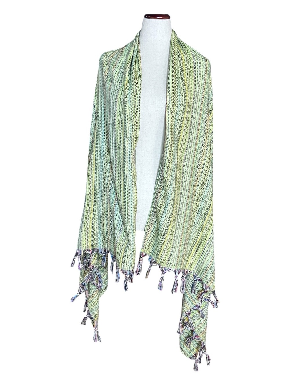 TEEMA Labyrinth Collection Green Cotton Turkish Towel Shawl Throw Blanket 38x7 - Picture 2 of 6